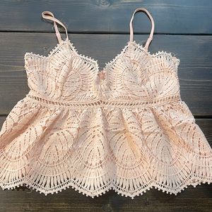 Willow and root blush pink lace babydoll top small